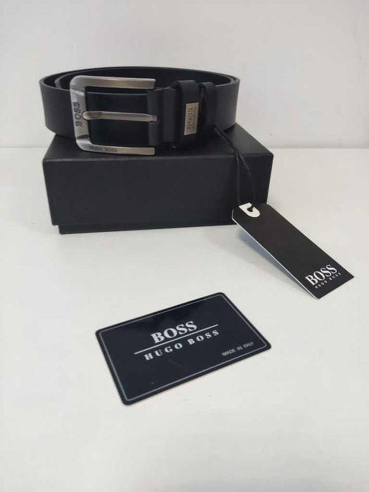 HUGO BOSS Męski pasek firmowy, skóra naturalna, Włochy 503-45