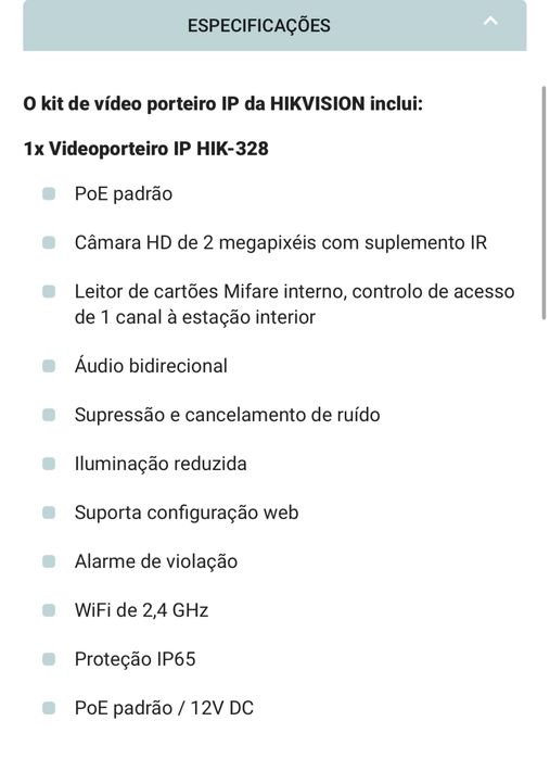 Kit de videoporteiro IP da HIKVISION