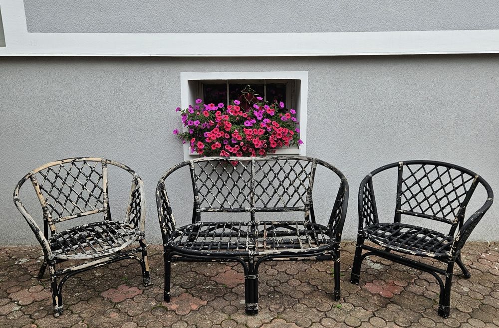 Meble rattanowe  bambusowe zestaw ogrodowy drewniany