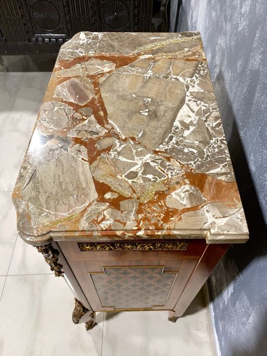 Francuska komoda formir intarsja marmurowy blat