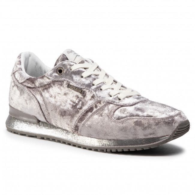 Pepe Jeans adidasy welur srebrne brokat piękne nowe design 37