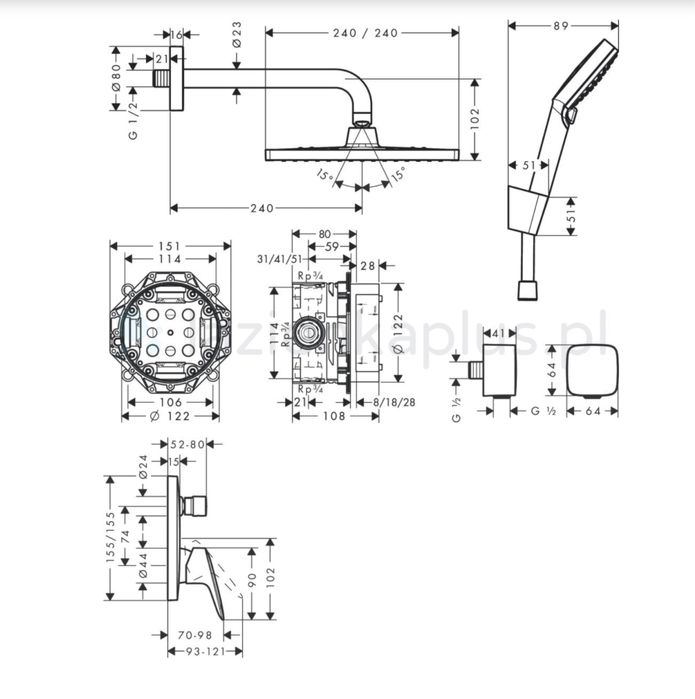 Hansgrohe Crometta E zestaw prysznicowy podtynkowy chrom