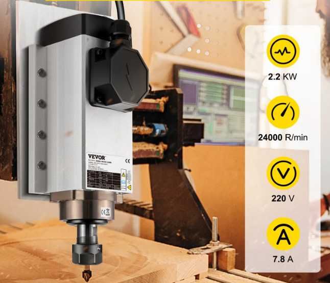 Wrzeciono cnc 2.2kw 220v 24000rpm chłodzone powietrzem