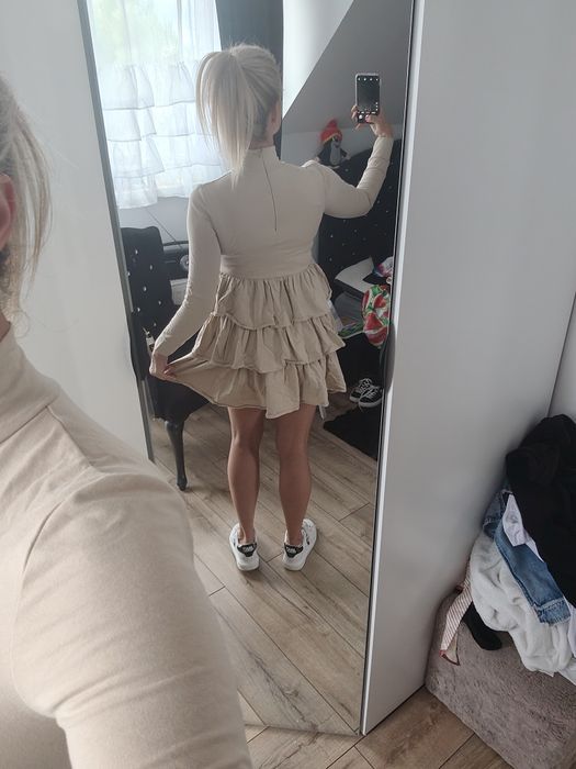 Andżela sukienka falbanki roz S/M