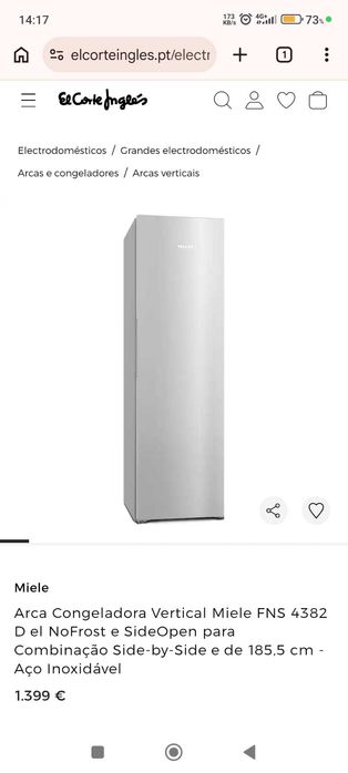 Arca congeladora vertical Miéle FNS4382D