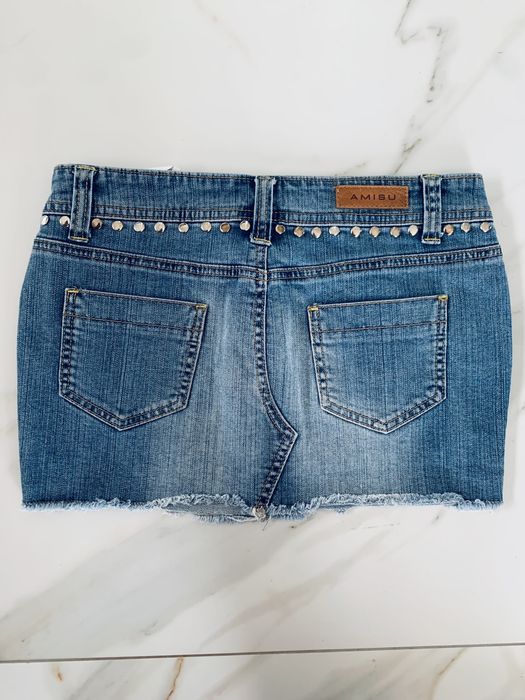 Amisu jeansowa mini spódnica z dżetami s