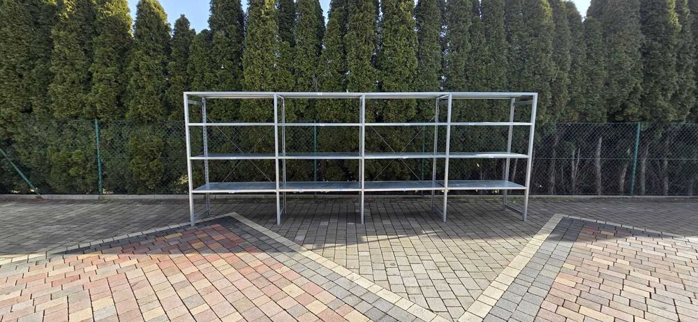 Regały półkowe do kontenera używane 60cm gł x1100cm x200 wys 40FT