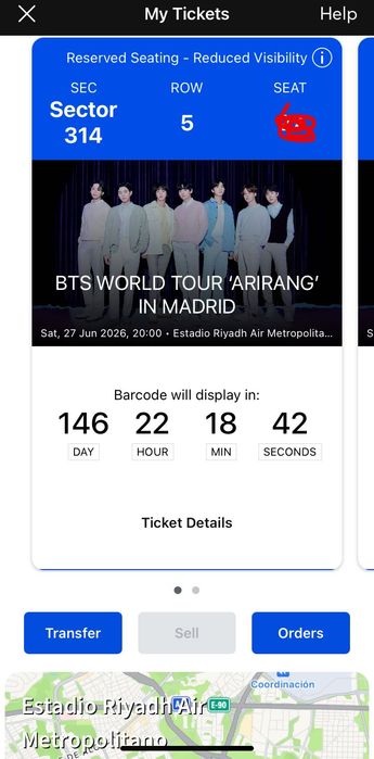 Квиток BTS Madrid 27.06