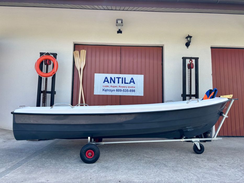 Łódka wiosłowa motorowa wędkarska Delfin 360 2 Certyfikat CE Transport