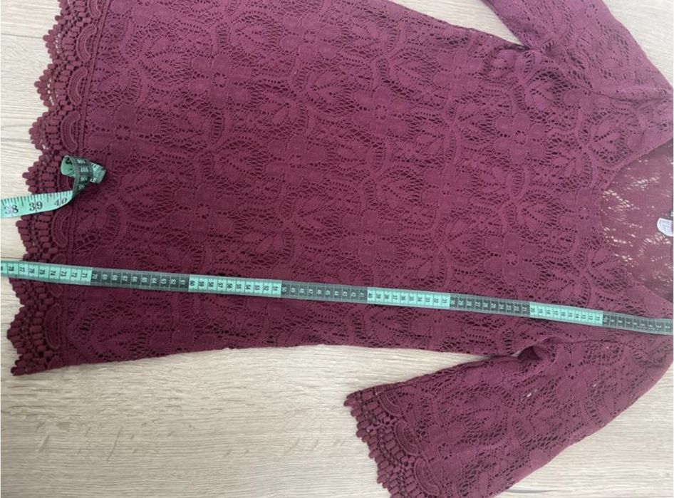Мереживна сукня бургунді, марсала, H&M, вʼязана