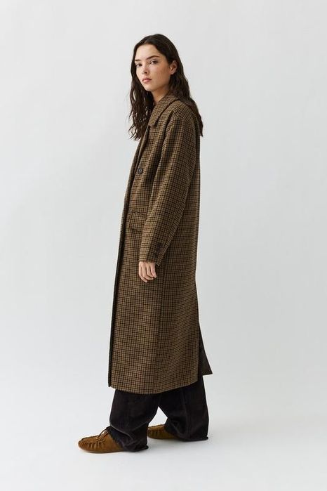 Довге пальто Pull&Bear в клітинку
