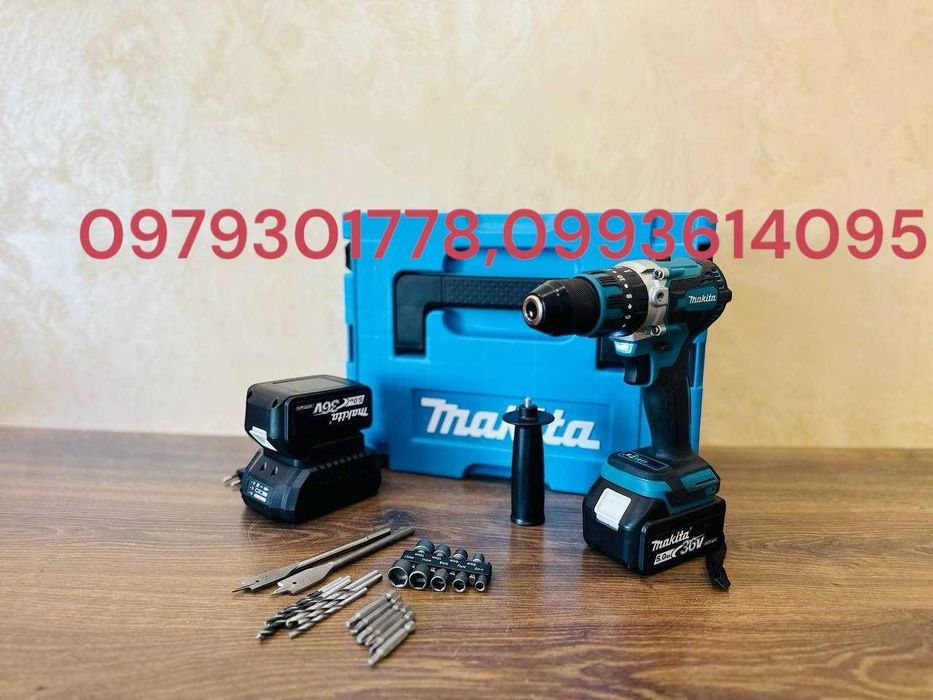 Шуруповерт Makita DHP 485 + удар Безщітковий з потужними батареями 5 A