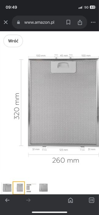 Filtr okapu kuchennego 320 mm x 260 mm (3 sztuki) #FO3