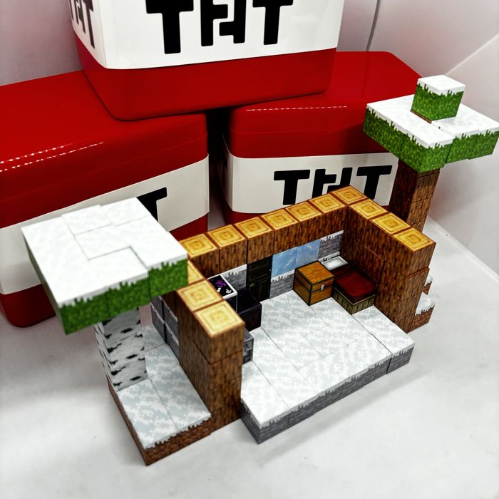 128шт+4 Набір Конструктор магнітний майнкрафт подарунковий бокс тнт