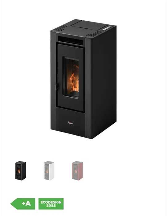 Kominek Piecyk na pellet z NADMUCHEM 6 kW - 60m2 żeliwne palenisko