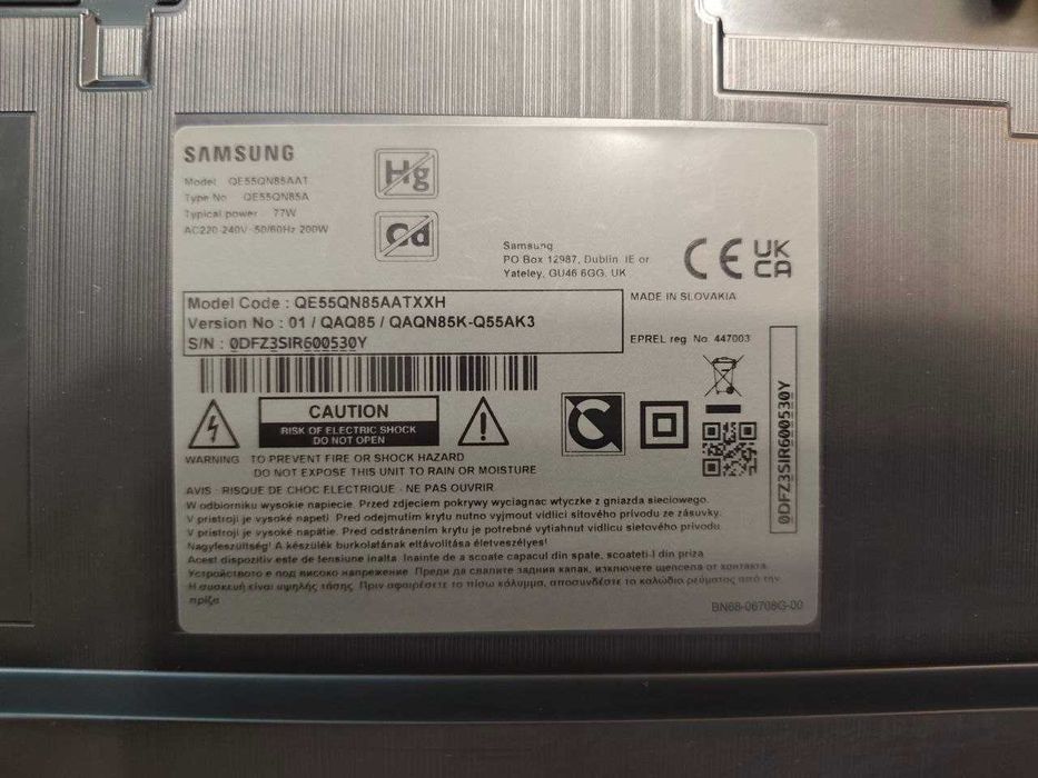 Sprzedam telewizor Samsung 55 QE55QN85A na części – uszkodzona matryca