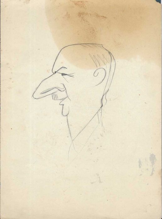 MÁRIO NORTON - Caricatura original a lápis do General DeGaulle