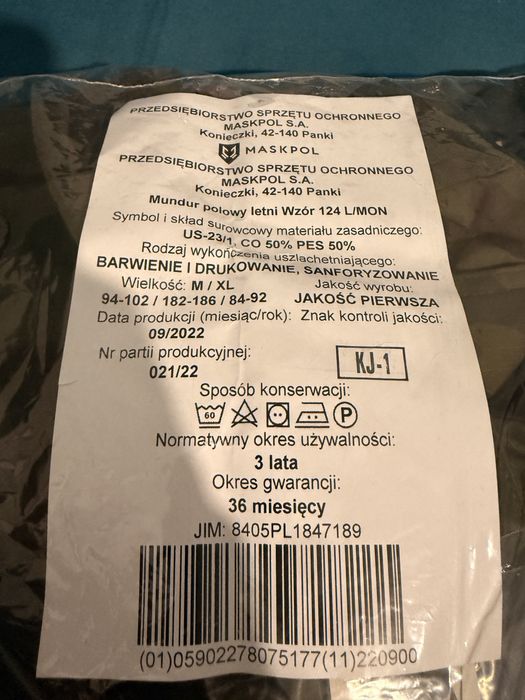 Mundur polowy 124 L rozmiar M/XL