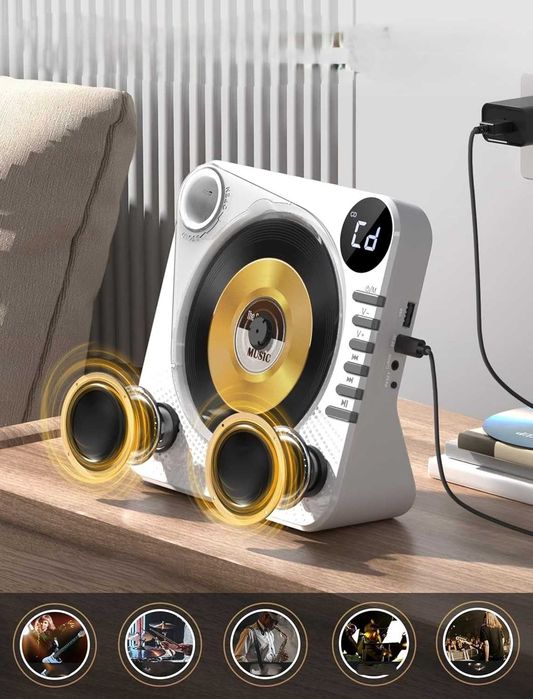 Odtwarzacz CD Greadio Bluetooth 5.1 USB AUX pilot HiFi