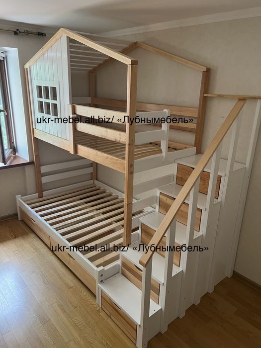 Двухъярусная деревянная кровать двоповерхове, двоярусне,ліжко Камелия2