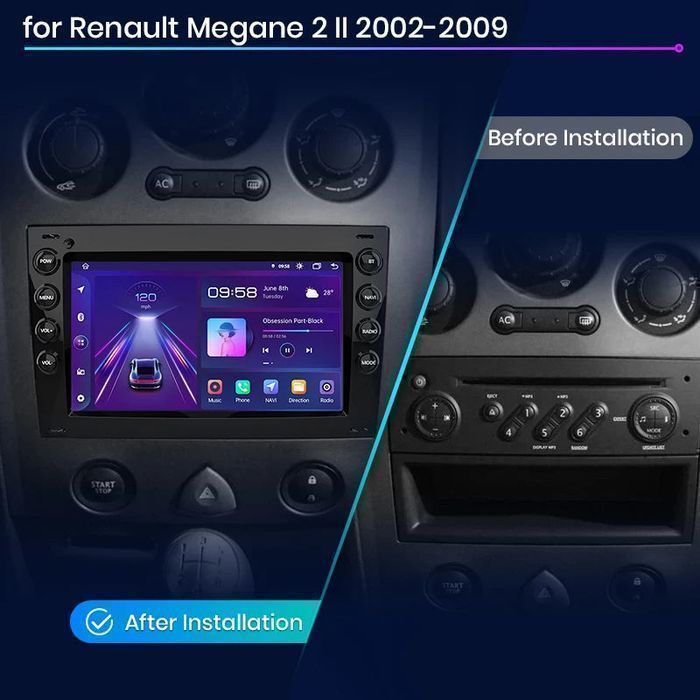 Renault Megane 2 2002-2009 – Radio Android 15 7" CarPlay Android Auto GPS Nawigacja Stacja Multimedialna WiFi Bluetooth PL 2GB/32GB
