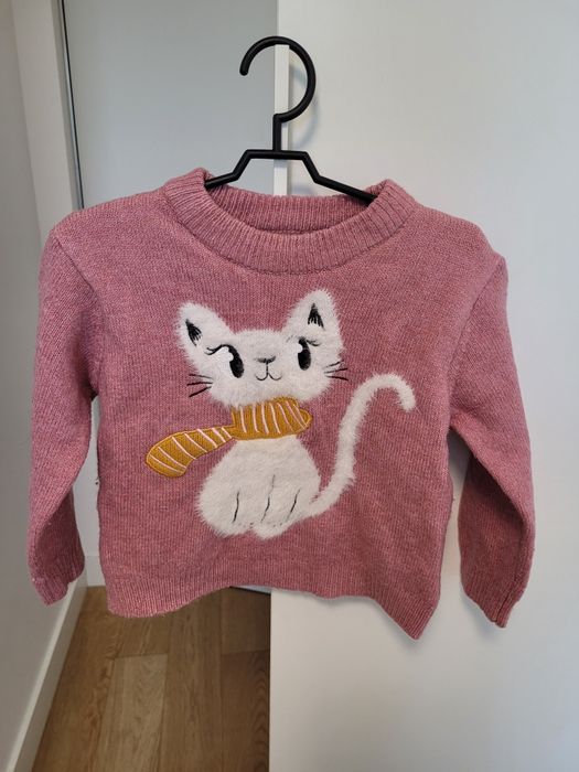 Sinsay Różowy Sweter z Kotem r. 98