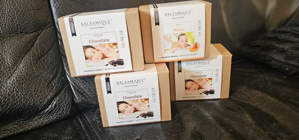Balsamique Zestaw 4 profesjonalnych świec do masażu czekolada i melon