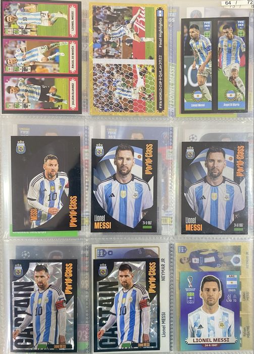 Cartas e Cromos Lionel Messi Argentina, Barcelona e Psg