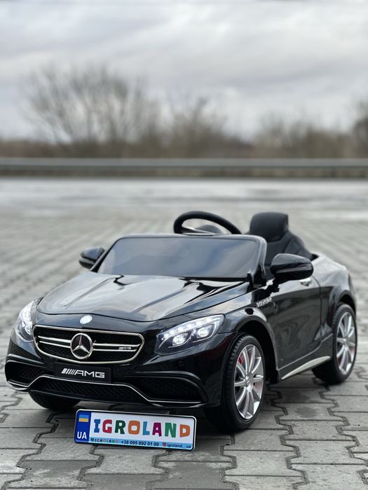 Дитячий електромобіль Mercedes S63 AMG на акумуляторі чорний для дітей
