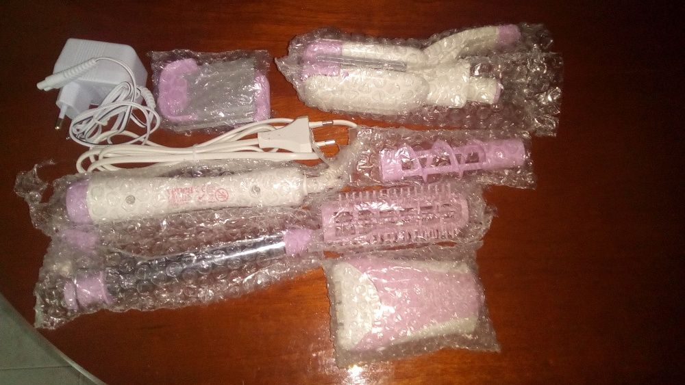 Conjunto p/ cabelos alisa faz caracóis depilado vários acessórios novo