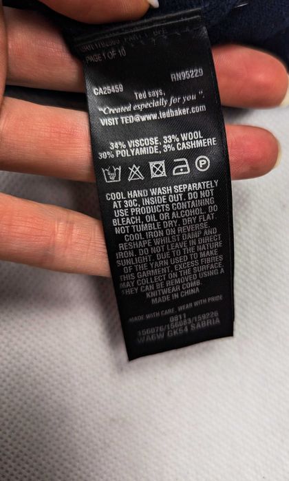 Granatowy sweter M z wełną wełniany ted baker