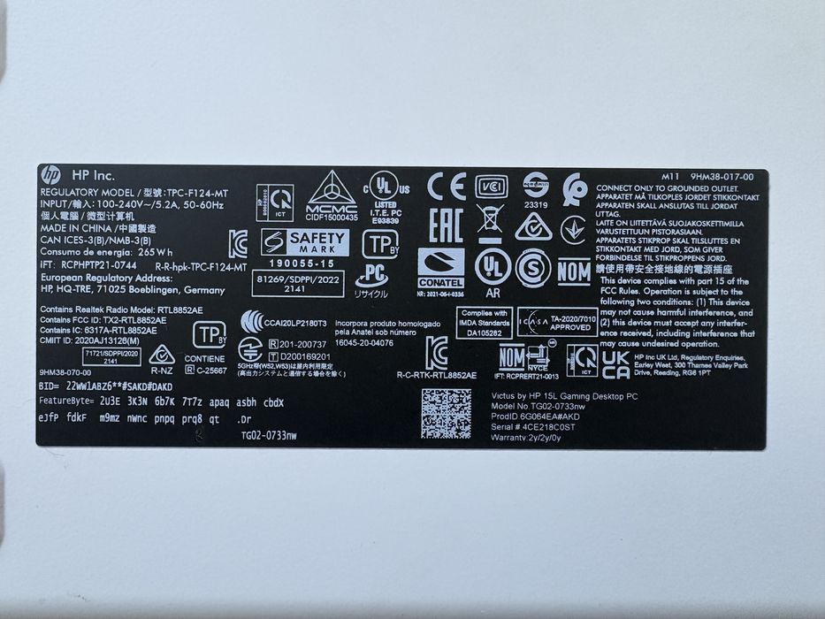 Komputer HP Victus 15L  Gaming Desktop