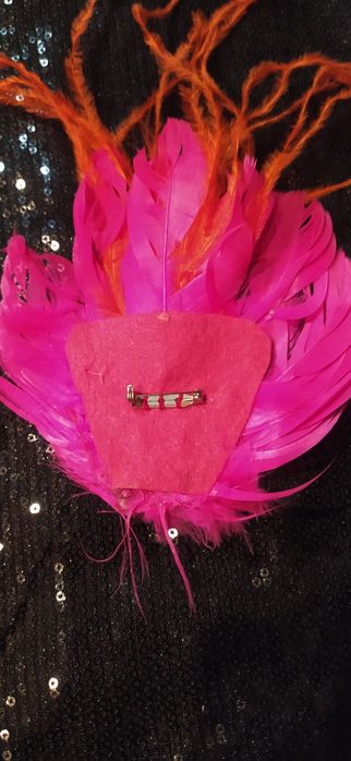 Broszka różowe piórka