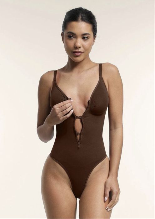 Боді в стилі Skims з утяжкою шоколадний