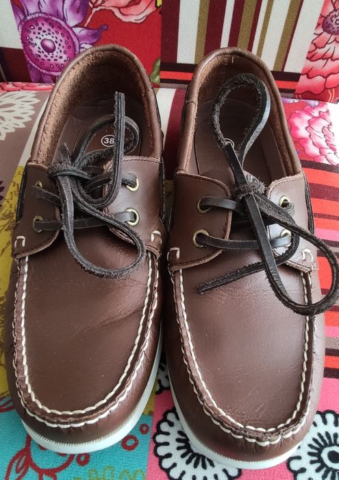 Brązowe skórzane mokasyny r. 38