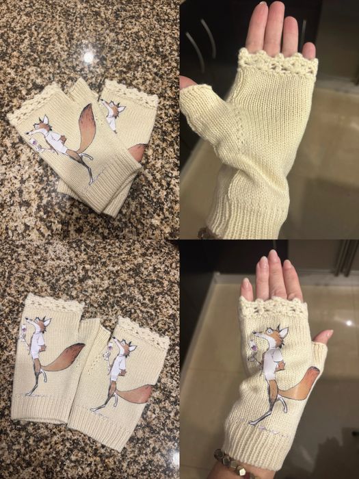 Luvas sem dedos com raposa