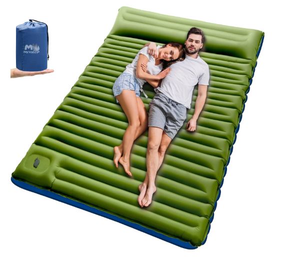 Podwójna mata karimata z wbudowaną pompką 196x145x12cm lekka dla 2osób