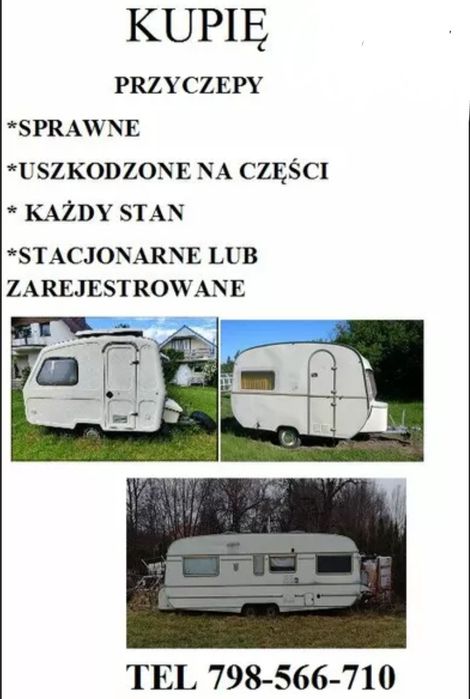 Skup  Przyczepa kempingowa do remontu gdynia gdańsk kartuzy wejherowo