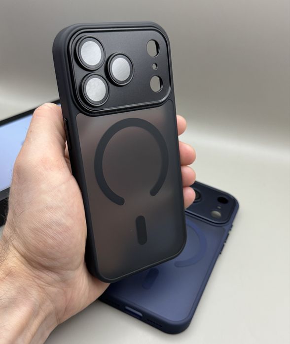 Матовый чехол iPhone 17 Pro Max черный MagSafe, 17 Pro синий MagSafe