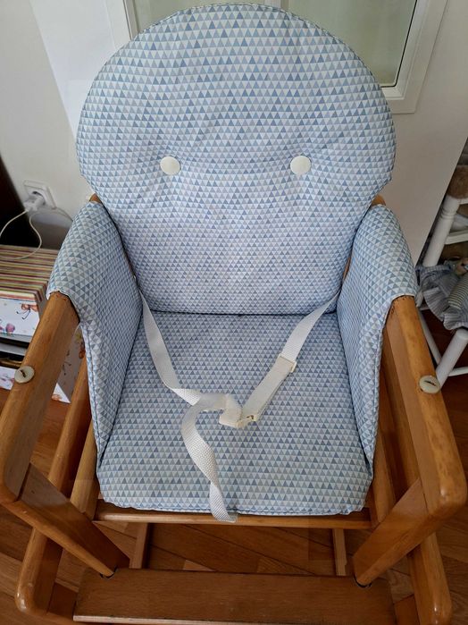 Cadeira de comer/ secretaria e cadeirao para comer, madeira natural e assento lavavel,desde bebe ate 3 anos  - mothercare