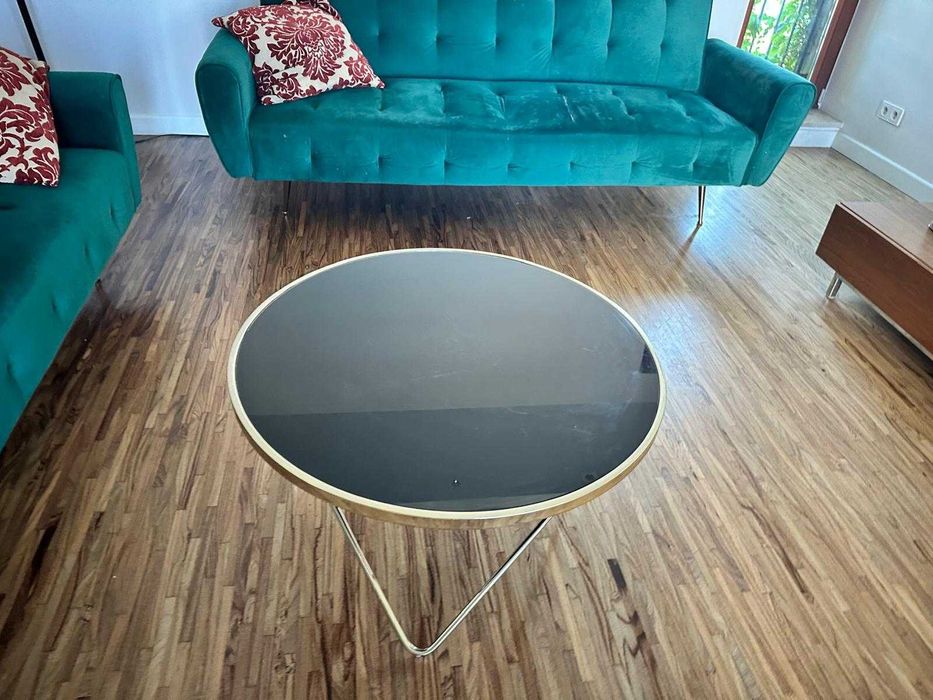 stolik kawowy szklany okrągły Beliani