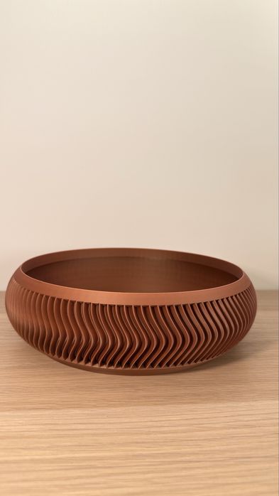 Taça Decorativa Terracota Textura Ondulada
