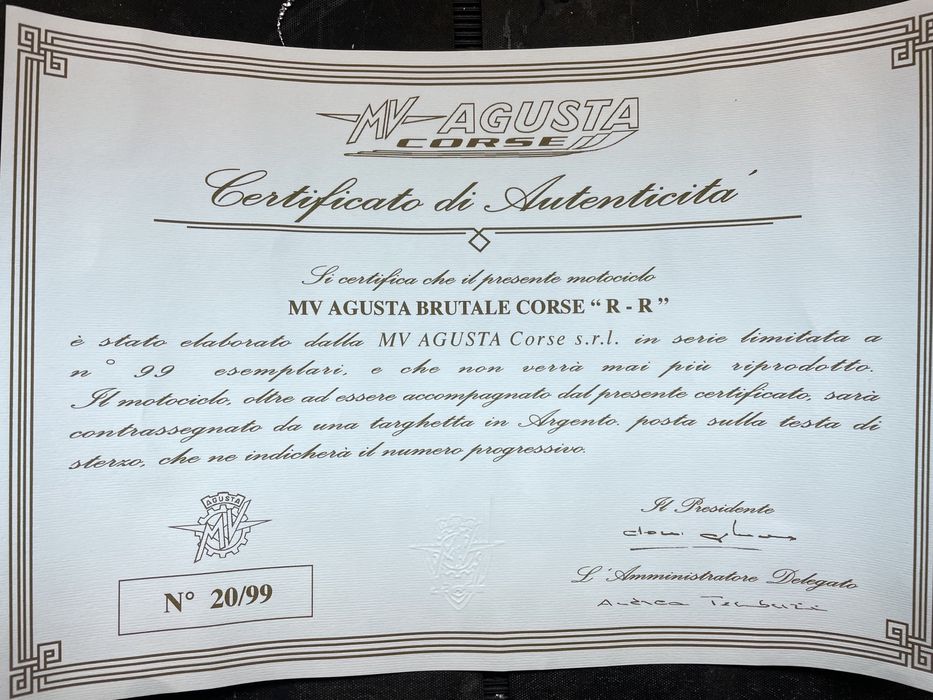 MV Augusta Brutale 910 RR Córsega moto 20/99