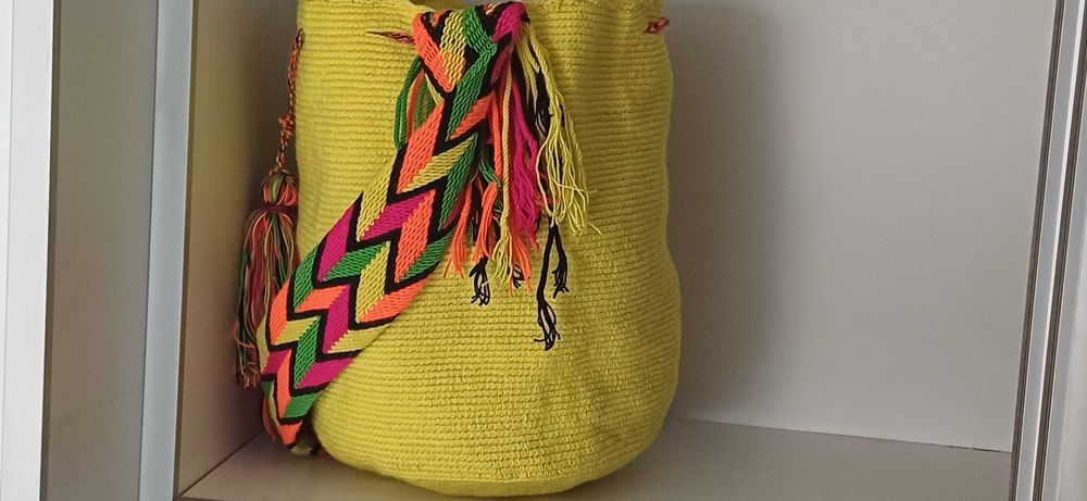 Oryginalna Kolumbijska torebka Wayuu ŻÓŁTA/La Flor de Cali/Boho/Nowa