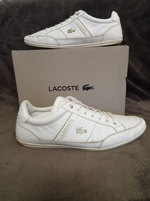 Buty Lacoste Chaymon rozmiar 45 białe złote skóra skórzane sneakersy trampki męskie tanio  niska cena 29,5 30 vm
