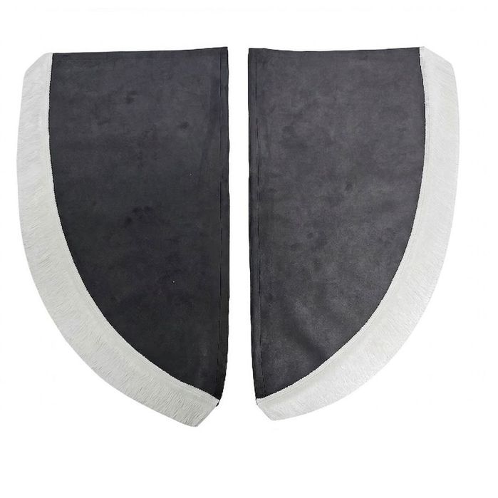 ZASŁONY BOCZNE SKOSY TIR BUS - materiał: NUBUCK- Grafit + Frędzle Białe