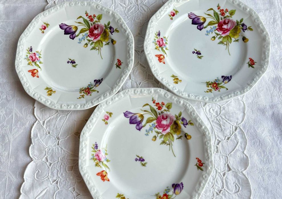 Rosenthal Maria Sommerstrauss 3 talerze 19,5-20 cm deserowe sałatkowe