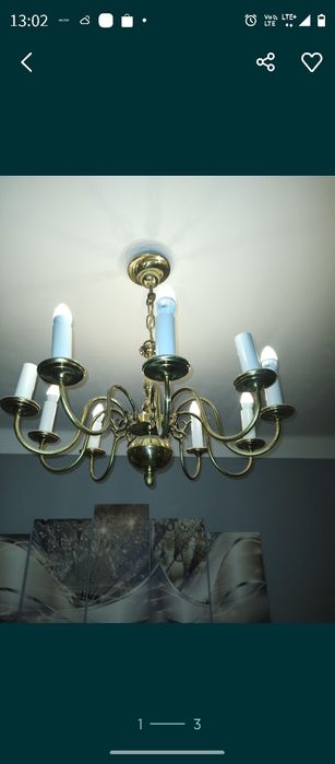 Żyrandol mosiężny lata 60