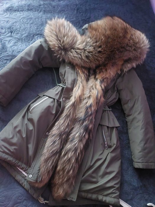 Parka futro naturalne jenot ortalion