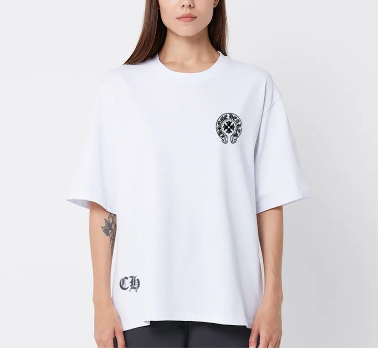 Футболки унисекс Chrome Hearts Logo Хром Хартс черные белые Хит сезона